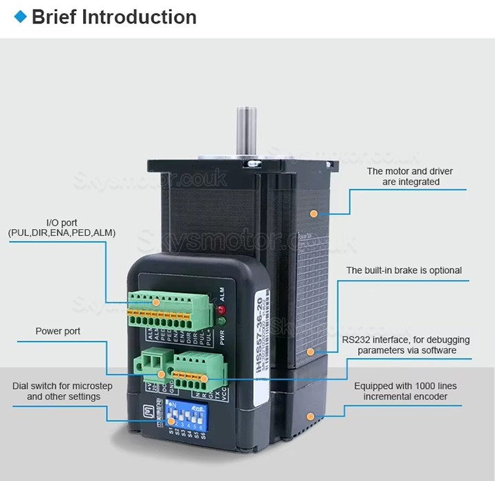 Nem23 Integrated AC Servo Motor JMC iHSV60-30-40-48 400W 48V 1.27N.m 3000RPM 60 x 60mm